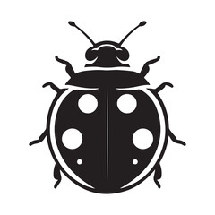 A black vector silhouette of a ladybird insect, Ladybug silhouette vector illustration