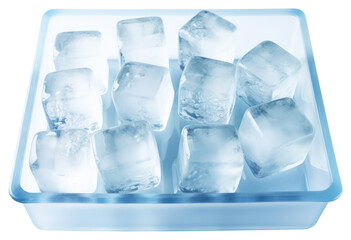 Obraz premium PNG Ice cubes tray white background refreshment.