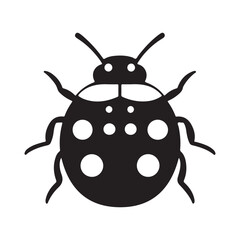 Fototapeta premium A black vector silhouette of a ladybird insect, Ladybug silhouette vector illustration