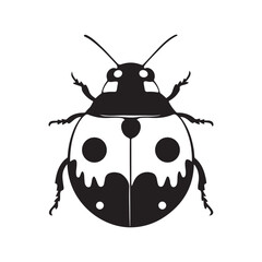 A black vector silhouette of a ladybird insect, Ladybug silhouette vector illustration