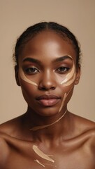 Close-Up of Woman with Artistic Gold and Bronze Face Paint