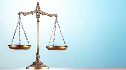 Golden Scales of Justice on Blue Background