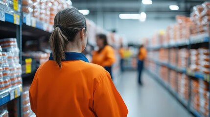 Retail workers restocking Black Friday sale items with urgency close up - Fast-paced retail environment - dynamic - Fusion - Stockroom backdrop
