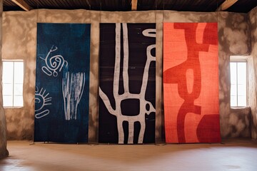 Mola Tapestry Wabi - sabi background, where hand - made paper meets natural dye and sumi ink
