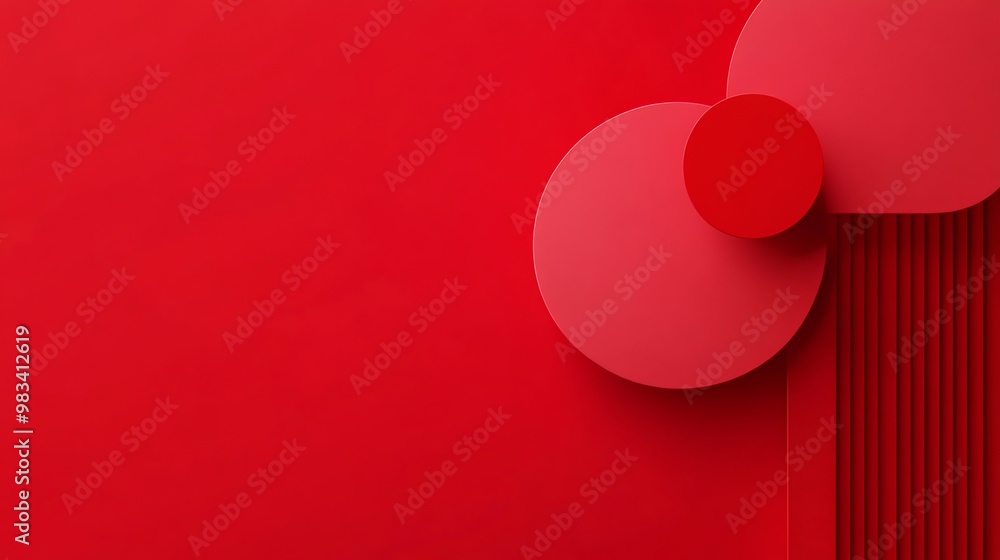 Poster abstract red background with circles and stripes.