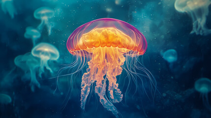 Obraz premium Immortal god jellyfish. Olympian Pantheon. Illustration