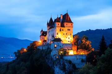Fototapeta premium Halloween theme in travel destinations include spooky locations like Draculaâ€™s Castle in Romania