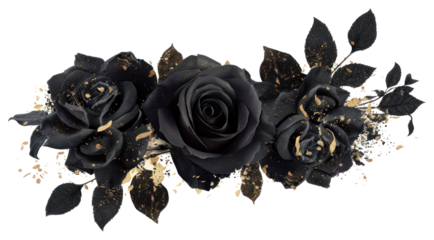 PNG Elegant black rose floral arrangement