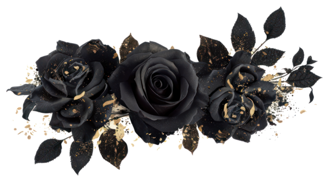 PNG Elegant black rose floral arrangement