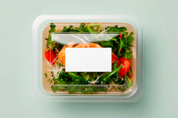 Salad box label png product mockup, transparent design