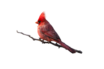 Northern Cardinal (Cardinalis cardinalis) Photo, Perched on a Transparent Isolated PNG Background	