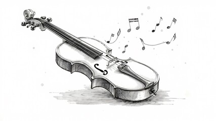 Obraz premium violin simple minimalist illustration