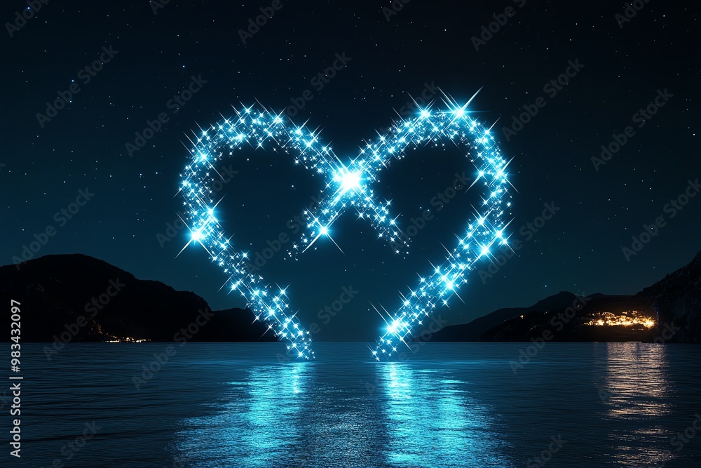 Poster Minimal Pisces constellation, showing two curved lines connecting stars in a clean, abstract shape