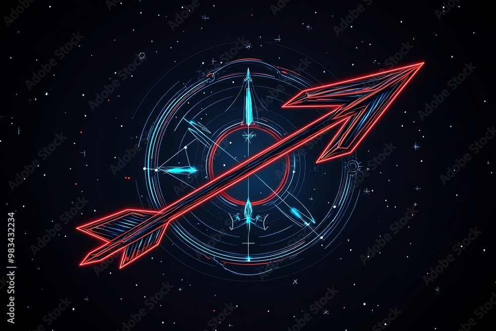 Poster minimal sagittarius arrow, using just a single line with an arrowhead for clarity