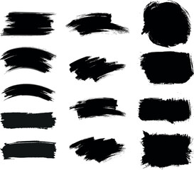 Black brush paint grunge background sets vector