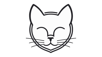 simple cute cat face portrait sign vector illustration, cat icon