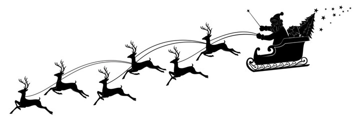 Santa Claus riding carriage with reindeer © Is