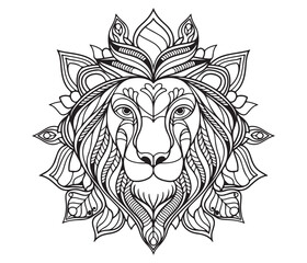 lion head zentangle arts. isolated on white background.
