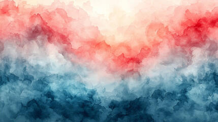 Obraz premium Abstract watercolor background in shades of blue and red.