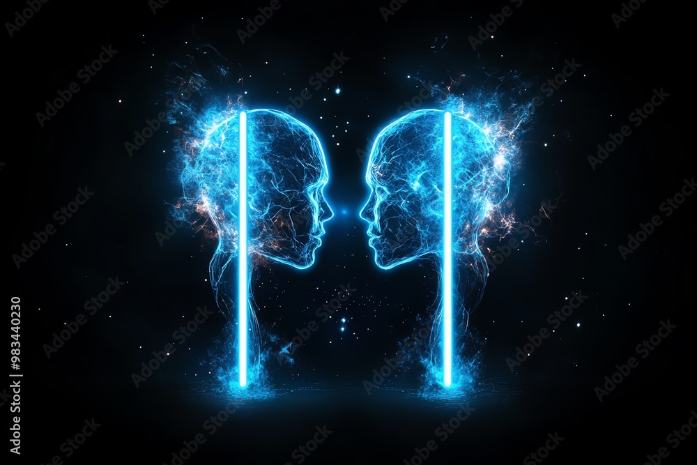Poster Simple Gemini twin lines, using just two vertical bars for an abstract representation