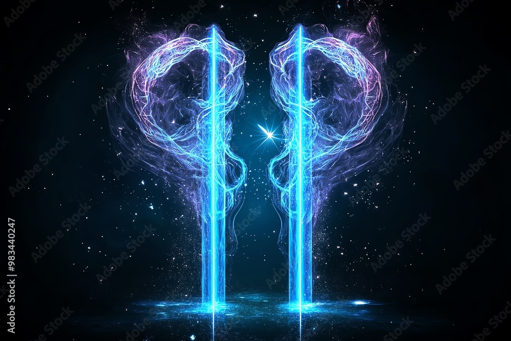 Aufkleber Simple Gemini twin lines, using just two vertical bars for an abstract representation
