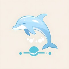 A Cartoon Dolphin Leaping