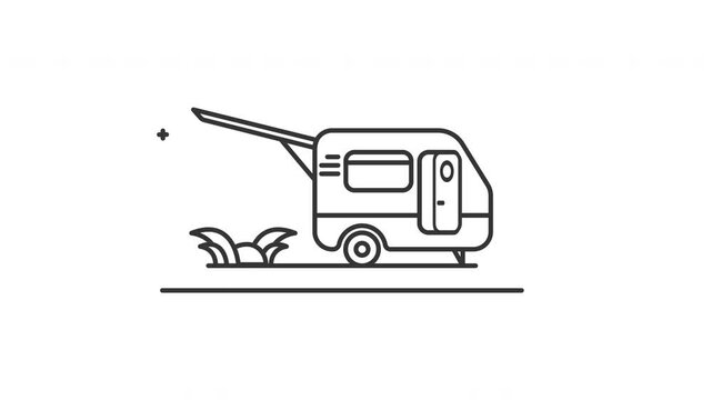 camper van animated icon illustration motion graphic design video