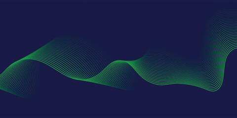 Abstract glowing wave lines on green background. Dynamic wave pattern. Modern flowing wavy lines. Futuristic concept. Suit for banner, poster, cover, brochure, flyer, website
