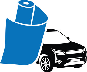 Car wrap icon. Paint Protection Film, PPF. Vinyl wrap. Car wrapping vector illustration