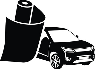 Car wrap icon. Paint Protection Film, PPF. Vinyl wrap. Car wrapping vector illustration