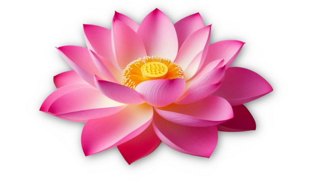 beautiful pink Lotus flower or water lily cutout in transparent background, png format