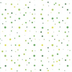 Polka dot green seamless wallpaper with watercolor illustrations. Geometric child pattern with color confetti.