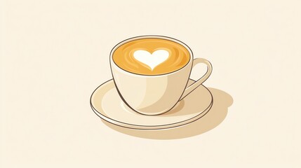 Obraz premium A cup of latte with a heart design in the foam.