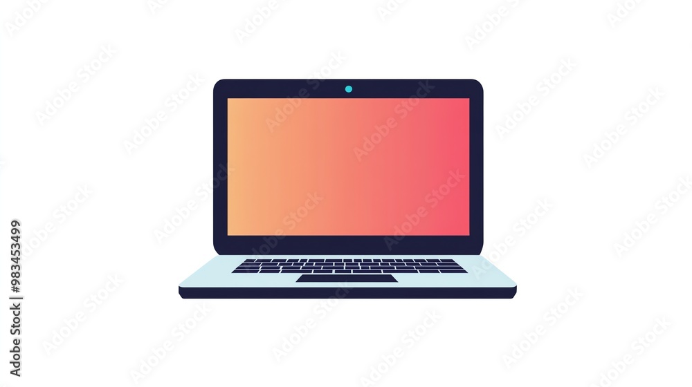 Poster a modern laptop computer with a gradient screen.
