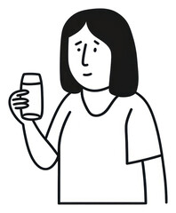 PNG Woman drinking beer cartoon drawing black.