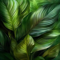 Lush Green Leaves with Intricate Textures for Nature Inspired Design