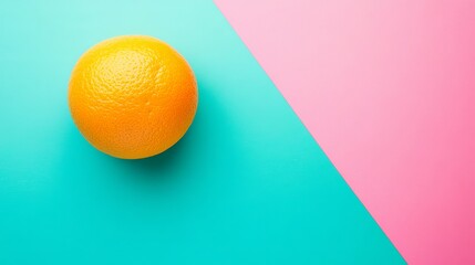 A single orange isolated against a colorful background.