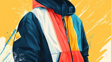 Fototapeta premium A colorful and stylish jacket with a yellow background.