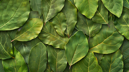 Fototapeta premium Close-up of vibrant green leaves, perfect for nature or botanical backgrounds.