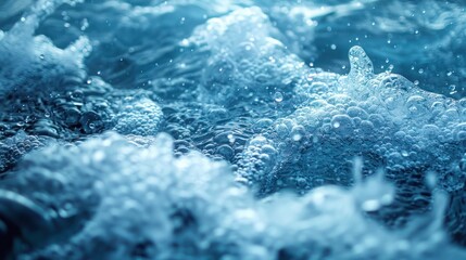 Abstract blue background featuring the sea surface viewed from below, with soft light filtering through the water. Ideal for ocean-themed designs, underwater scenes, and aquatic abstract visuals