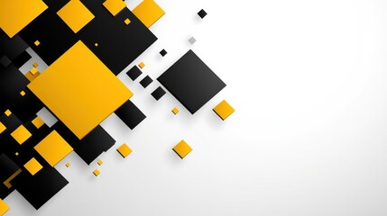 An abstract black and yellow background with squares, commercial banner, design on a white background