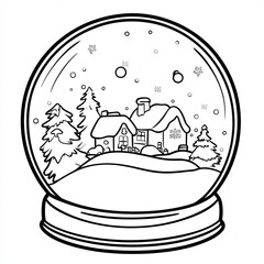Snow Globe with Cozy House Coloring Page