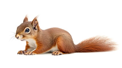 Obraz premium A realistic illustration of a squirrel in a side view, showcasing its features and fur texture.