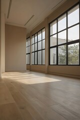 Empty room for interior design and decoration, walls, windows, and floor.Generative AI.