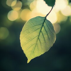 Captivating Green Leaf with Soft Bokeh Background