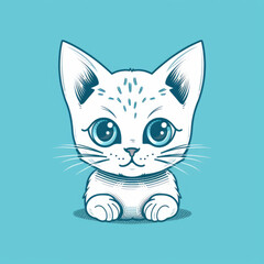 Obraz premium This adorable kitten illustration features large, expressive eyes and a soft fur texture, captivating viewers with its charm and innocence