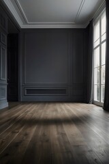 Empty room for interior design and decoration, walls, windows, and floor.Generative AI.