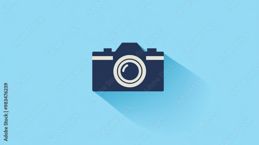 Poster a simple camera icon with a long shadow.