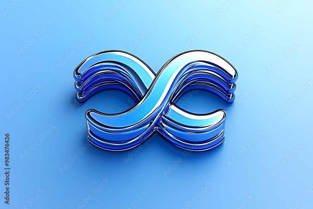 Poster Minimal Aquarius symbol, using two parallel wavy lines in a modern, abstract form