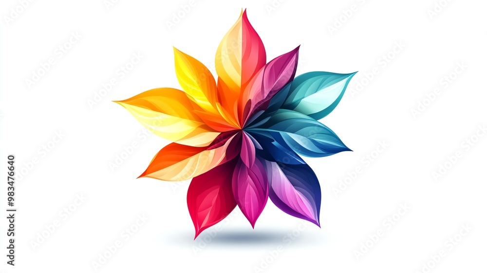 Poster a colorful flower design with a rainbow color scheme.